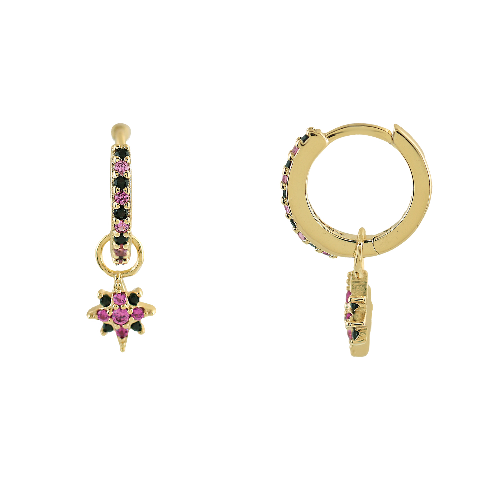 EARRING WITH STAR PENDANT AND ZIRCONIA