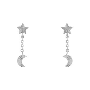 MOON AND STAR EARRING WITH CHAIN
