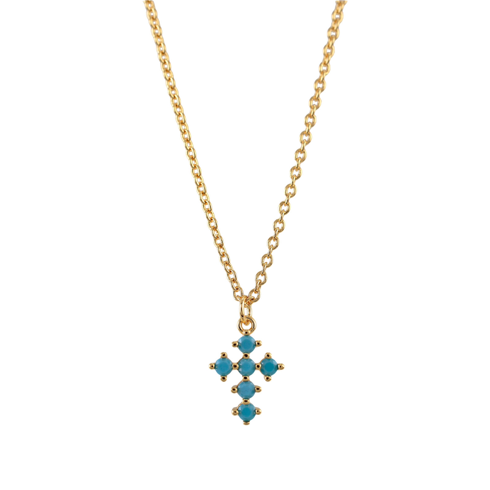 COLLAR CON CRUZ EN TURQUESA