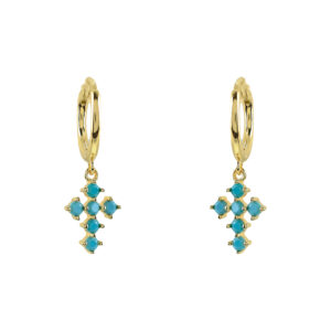 10MM CLOSED HOOP WITH TURQUOISE CROSS