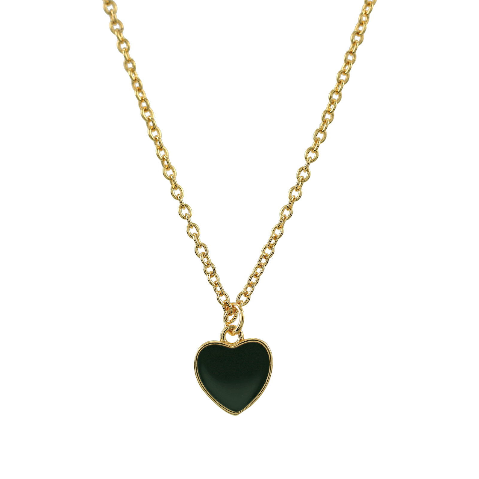 BLACK WITH HEART NECKLACE WITH ENAMEL