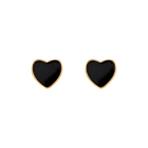 HEART EARRING WITH BLACK ENAMEL
