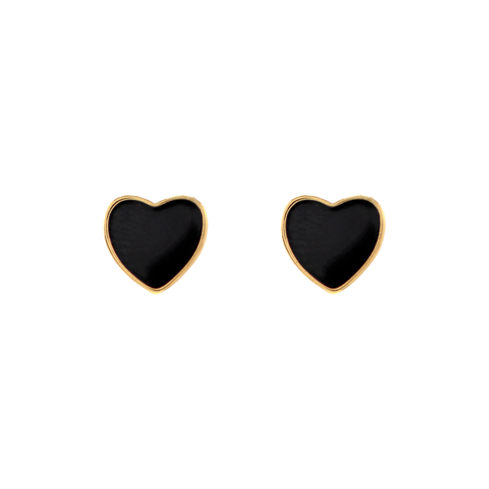 HEART EARRING WITH BLACK ENAMEL