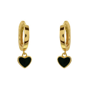 HOOP WITH HEART PENDANT BLACK ENAMELLED