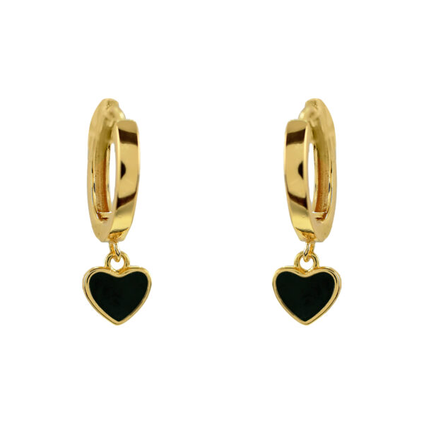 HOOP WITH HEART PENDANT BLACK ENAMELLED