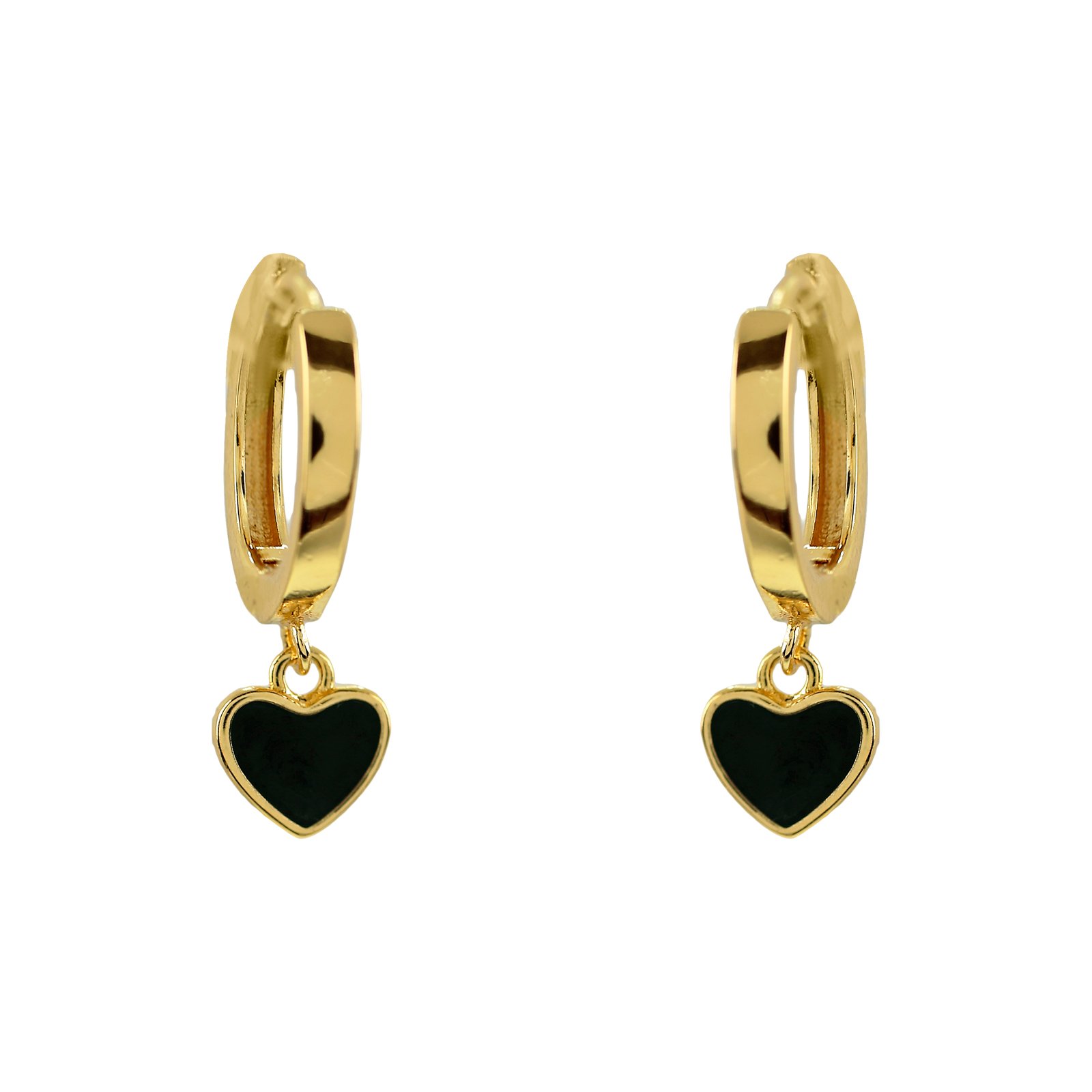 HOOP WITH HEART PENDANT BLACK ENAMELLED