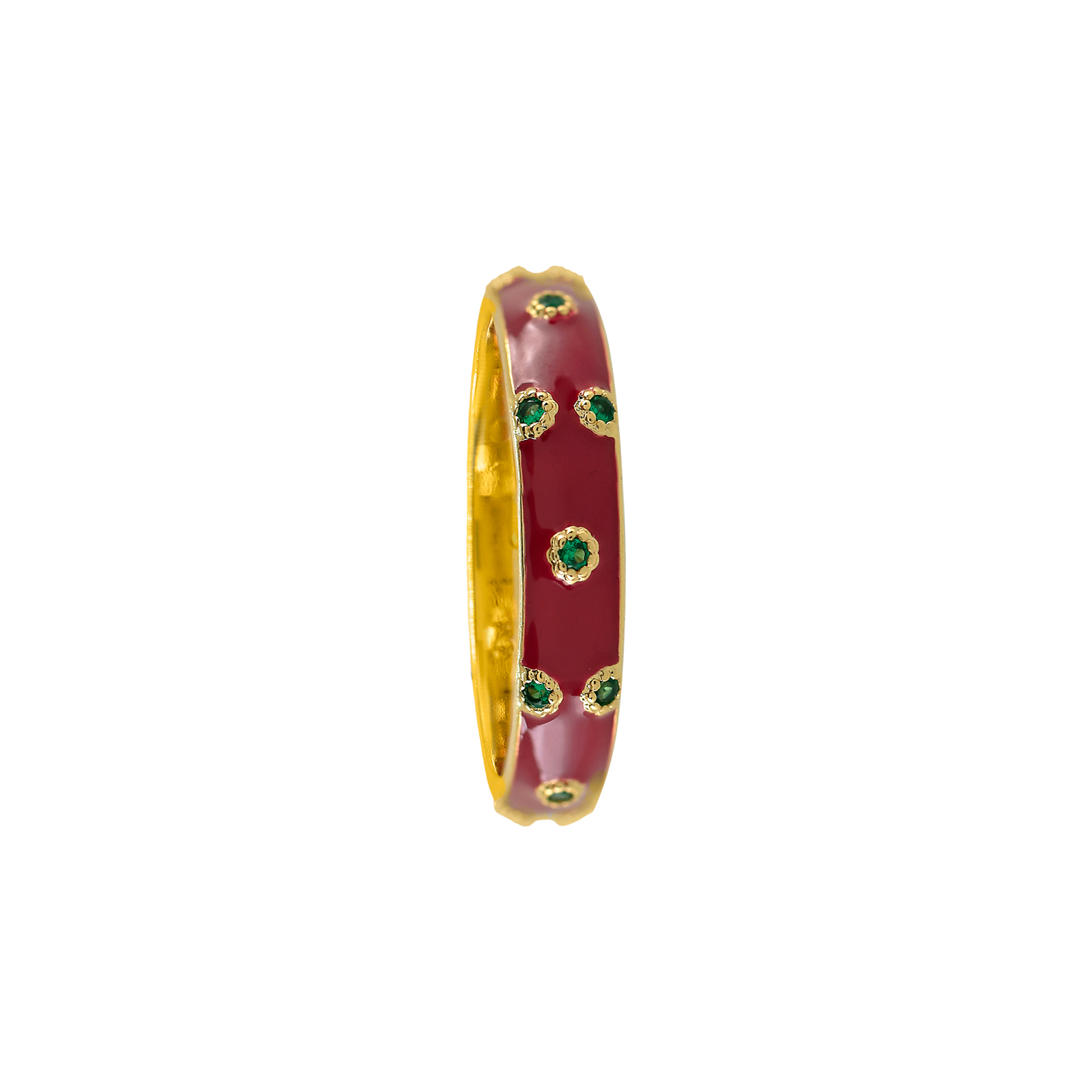 RING WITH ENAMEL AND ZIRCONS GOLD PLATED