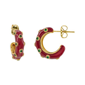 HOOP WITH ENAMEL AND GOLD PLATED ZIRCONS