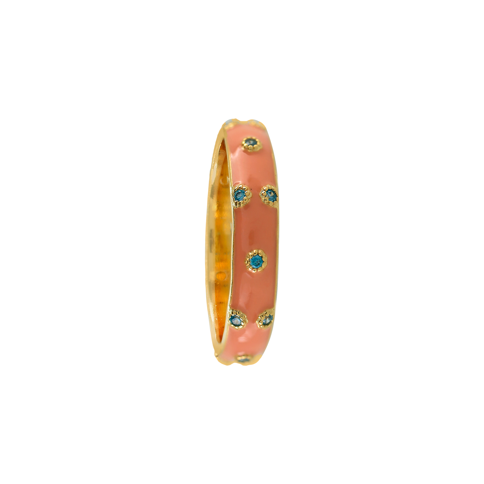 RING WITH ENAMEL AND ZIRCONS GOLD PLATED