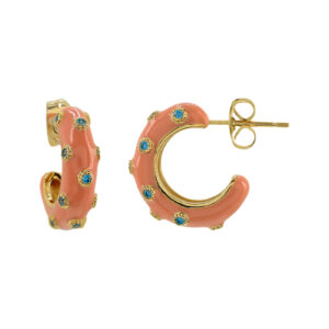HOOP WITH ENAMEL AND GOLD PLATED ZIRCONS