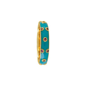 RING WITH ENAMEL AND ZIRCONS GOLD PLATED