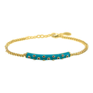 PULSERA CON  ESMALTE Y CIRCONITAS CHAPADO EN ORO