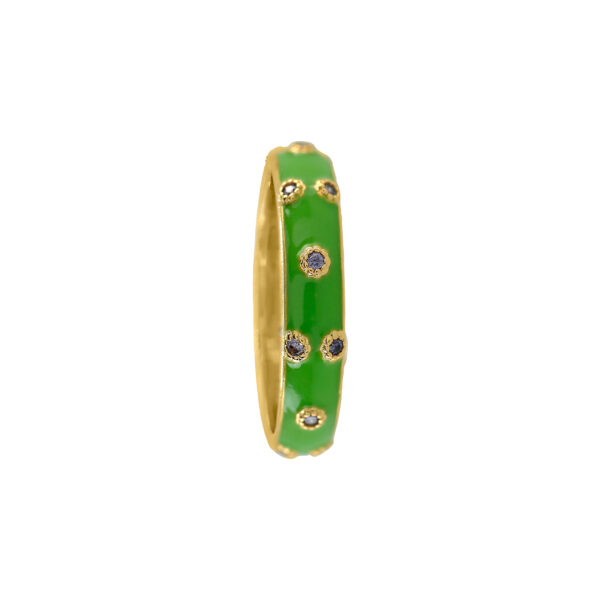 ANILLO  CON ESMALTE Y CIRCONITAS CHAPADO EN ORO