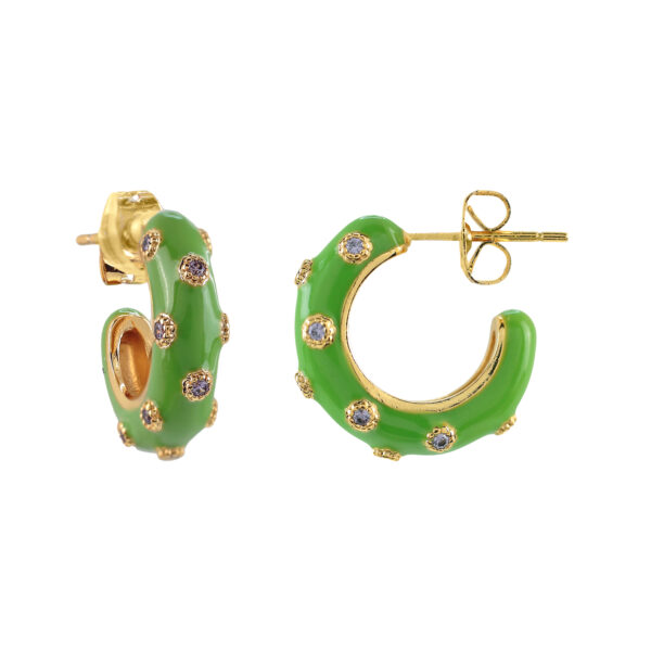 HOOP WITH ENAMEL AND GOLD PLATED ZIRCONS