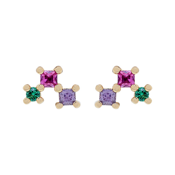PENDIENTE MINI CON CIRCONITAS MULTICOLOR