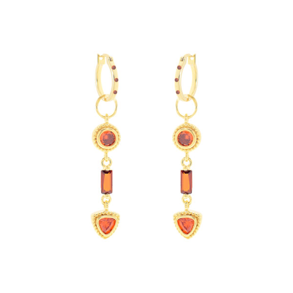 HOOP EARRING WITH RED TONES ZIRCONIAS