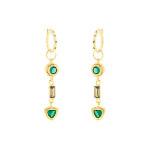 HOOP EARRING WITH GREEN ZIRCONIAS