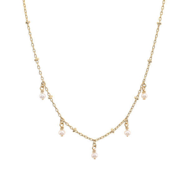 Necklace with 5 pearls and balls