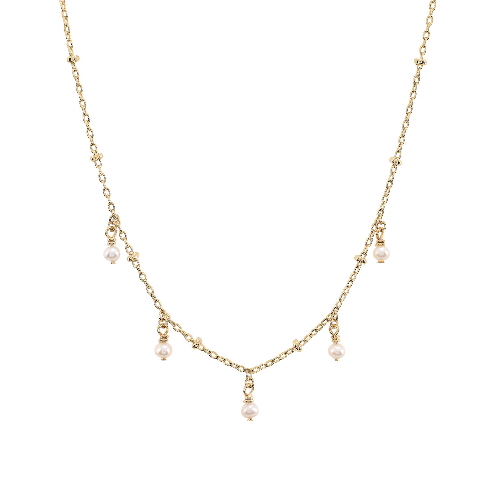 Collar con 5 perlas y bolitas