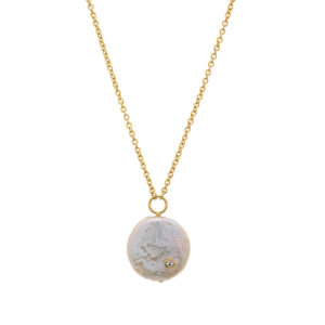 Necklace with baroque pearl and zirconia