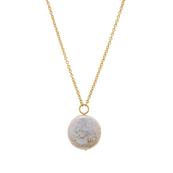 Necklace with baroque pearl and zirconia