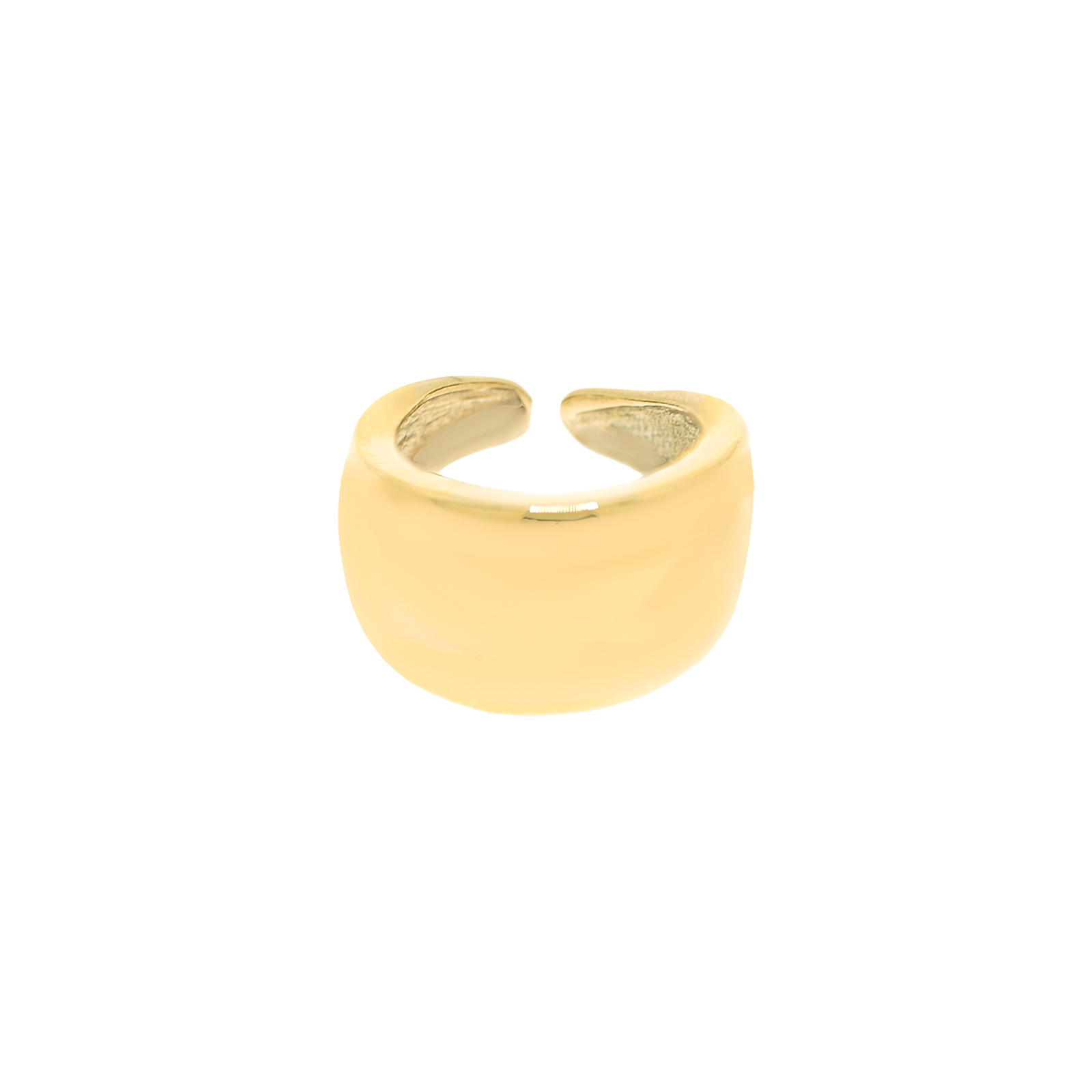 Universal size ring with 18k gold plated gloss finish.