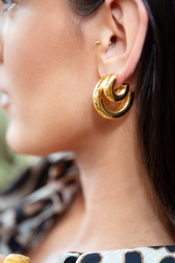 Hollow gloss hoop 30mm x 7mm wide gold plated
