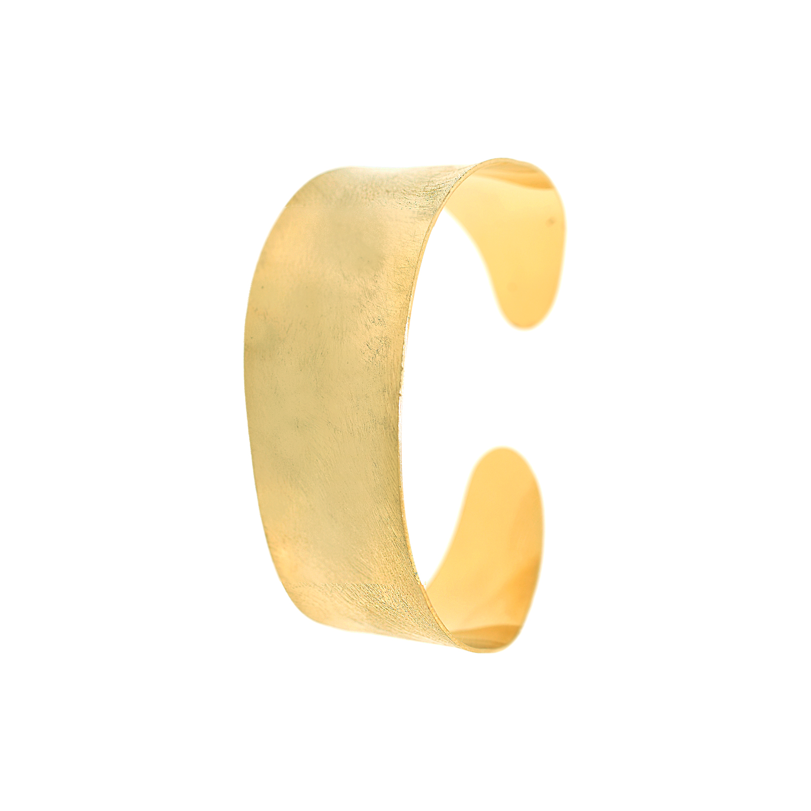 Pulsera abierta ondulada mate chapado oro 18ktes.