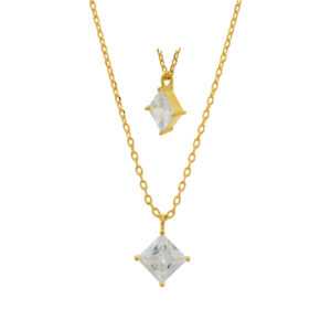 Necklace with square crystal 7.7mm long 40mm +5mm extension