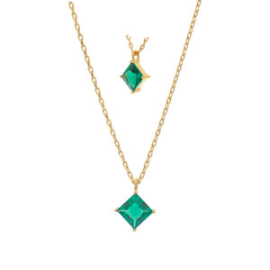 Necklace with square crystal 7.7mm long 40mm +5mm extension
