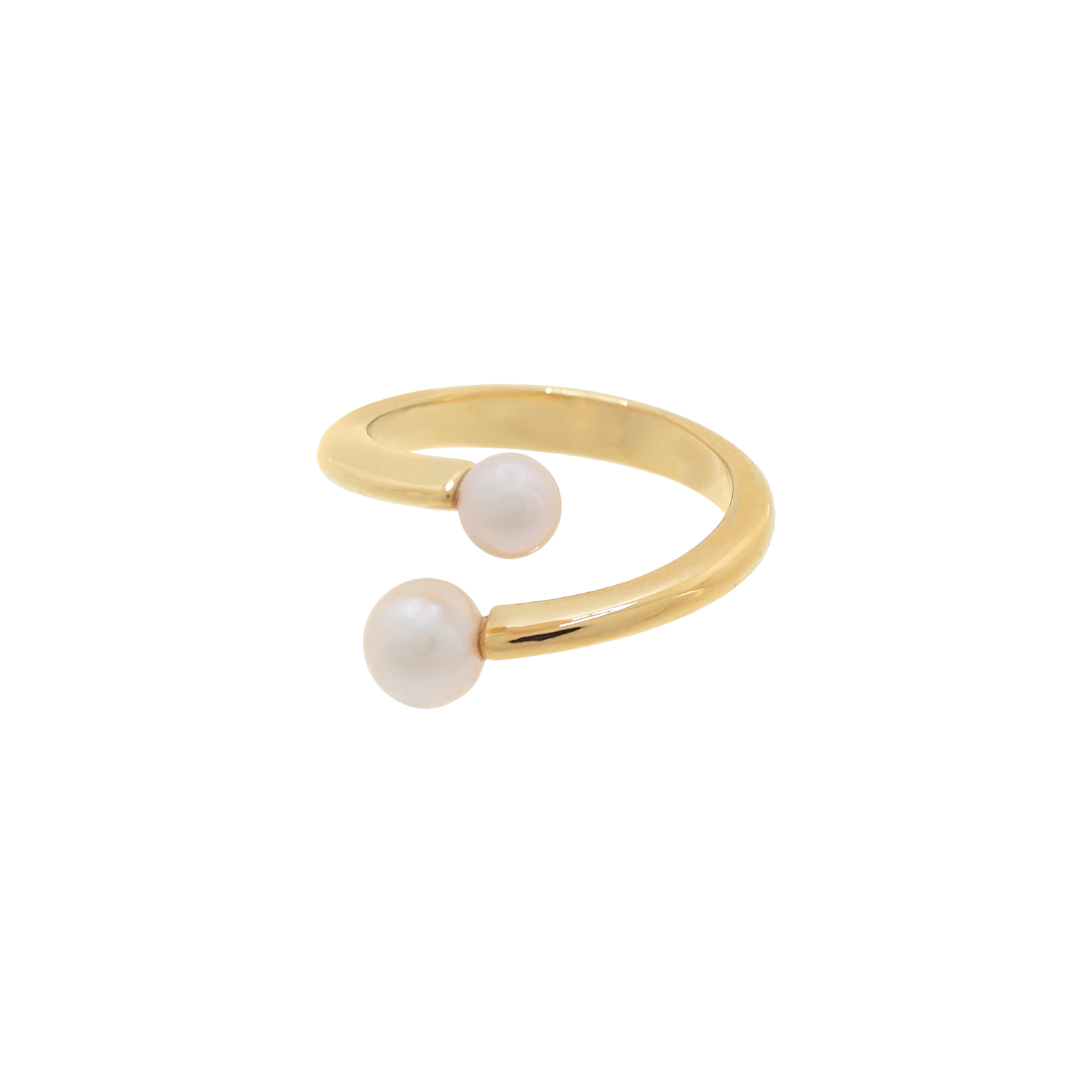 Double pearl criss cross ring