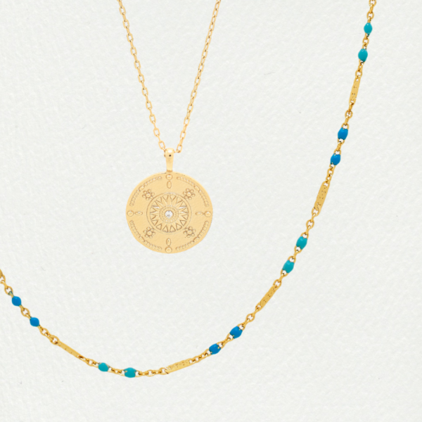 Necklace with enamel pieces 38cm + extension