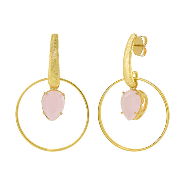 Earring with glass finished in handmade plating