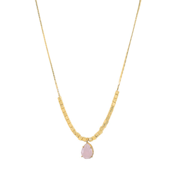 Necklace with glass finished in handmade plating